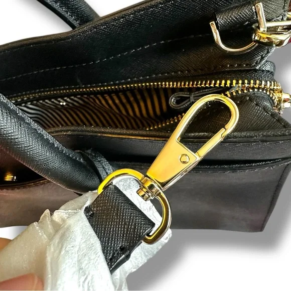 Kate Spade Black Cameron Street Candace handbag with striped strap & tassel - Picture 10 of 15